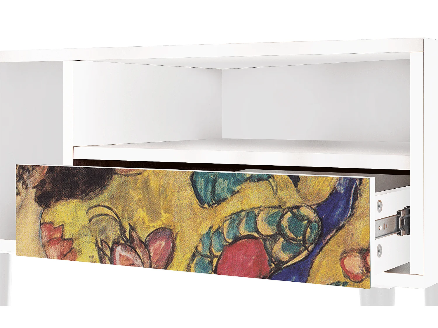 Szafka RTV - 115х59х48 cm - T3 - Lady with Fan by Klimt, Biały