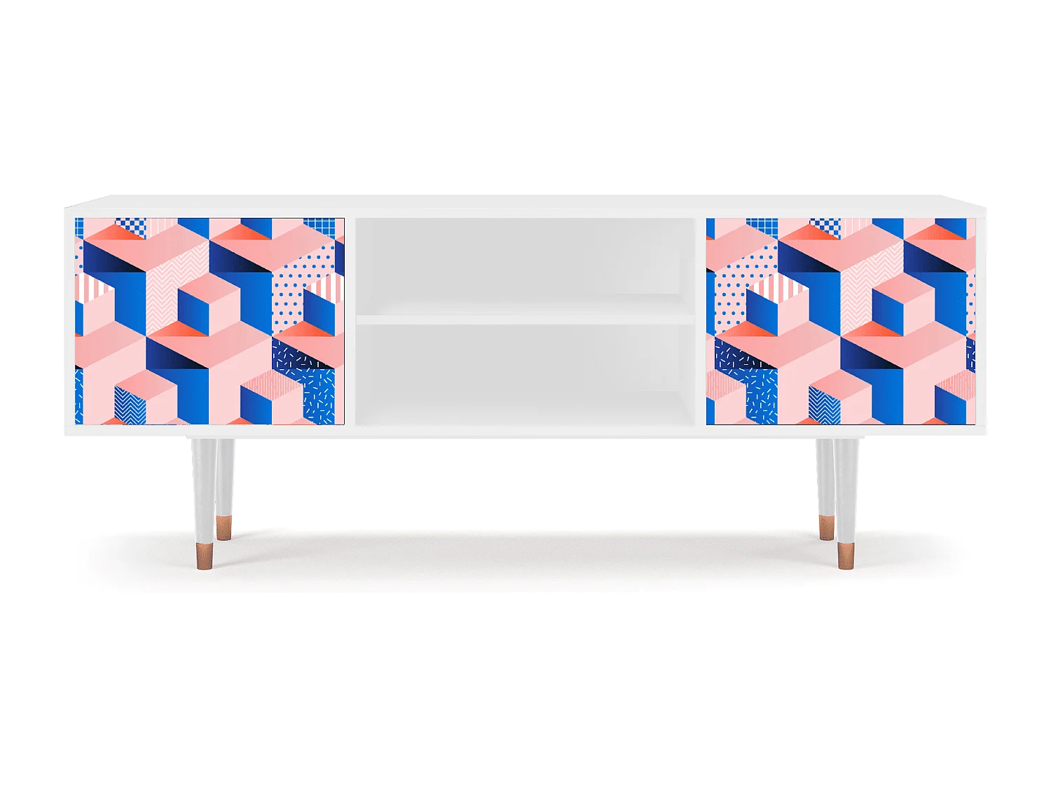 Meuble TV - 170х69х48 cm - T2 - Pinky Squares, Blanc