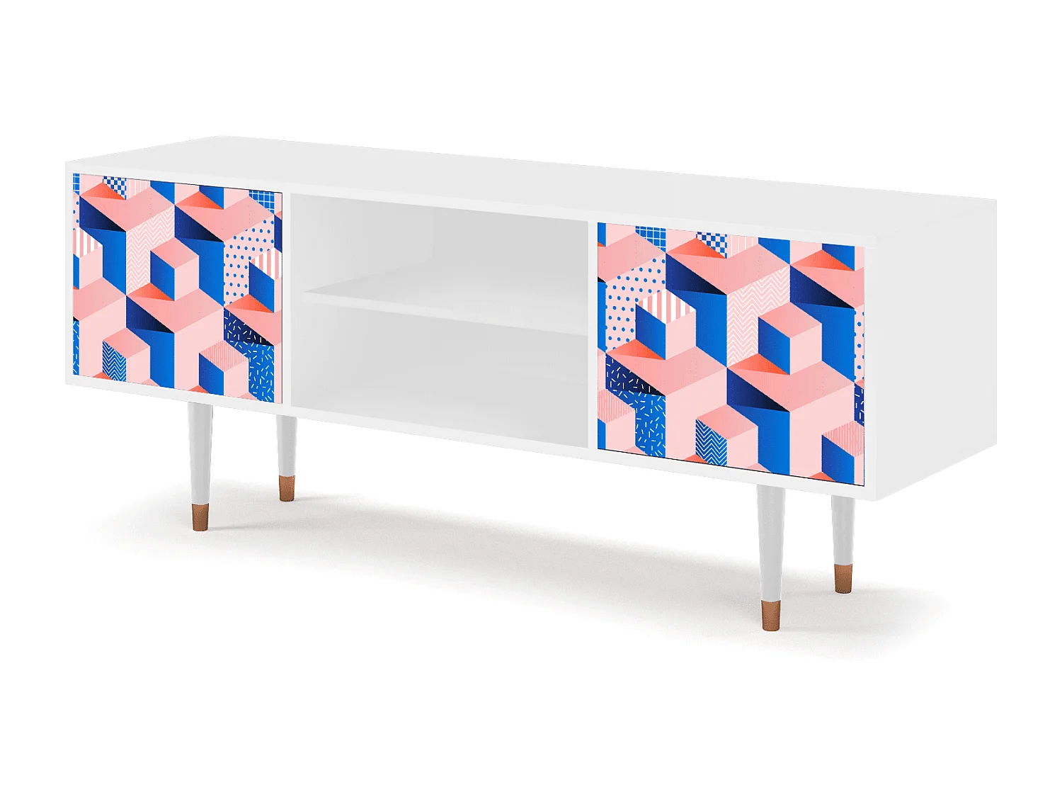 Meuble TV - 170х69х48 cm - T2 - Pinky Squares, Blanc