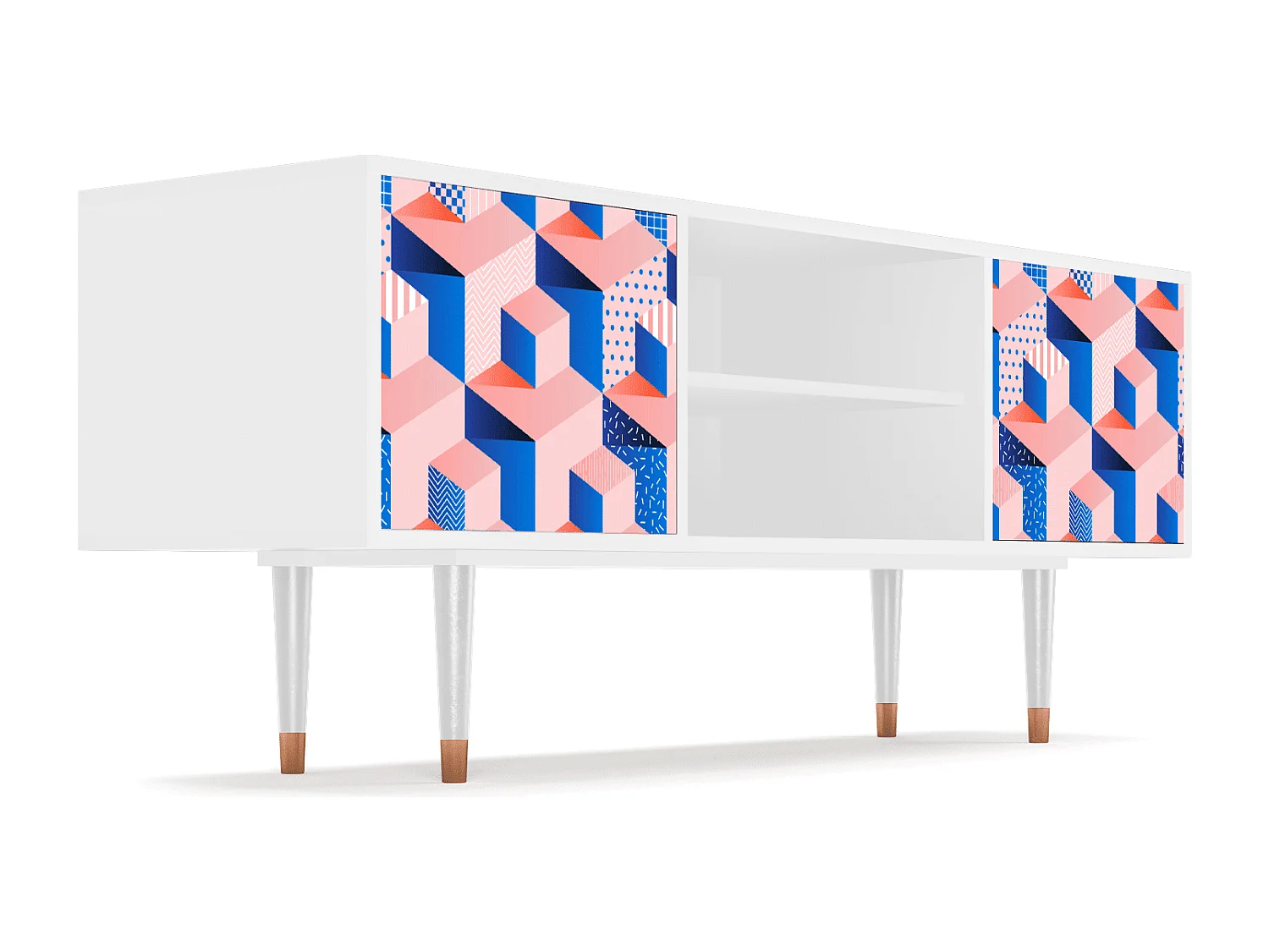 Meuble TV - 170х69х48 cm - T2 - Pinky Squares, Blanc