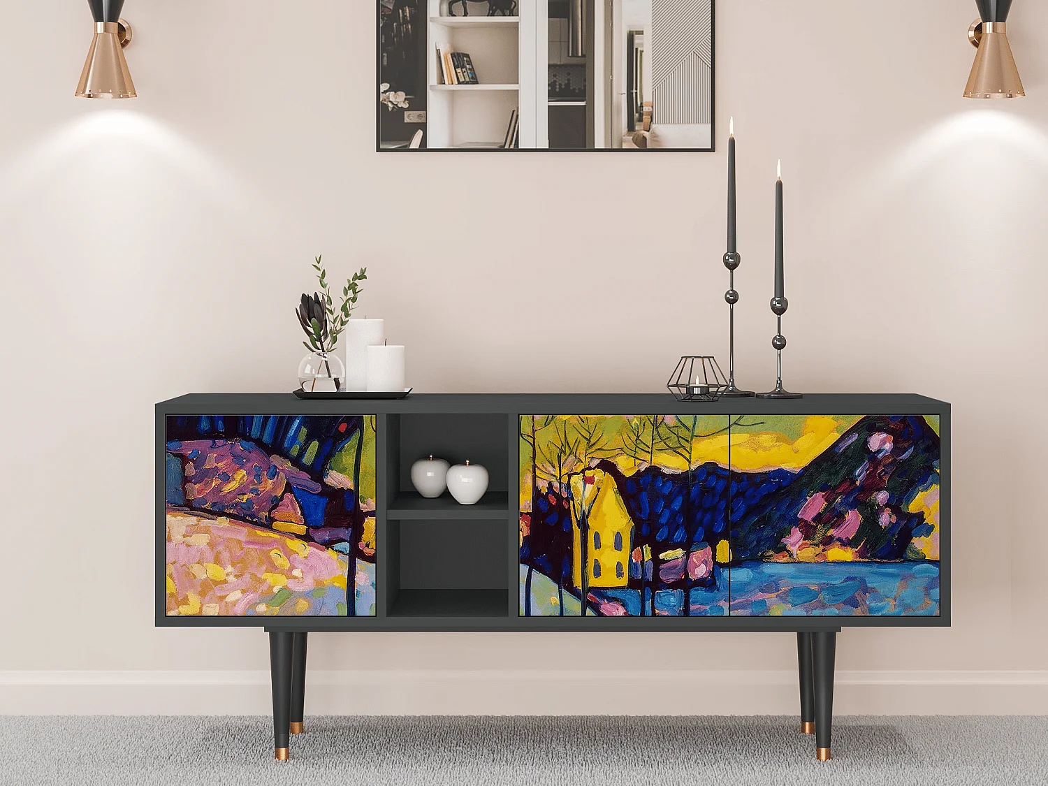 Mobile TV - 150х69х41 cm - T5 - Winter Landscape, Antracite