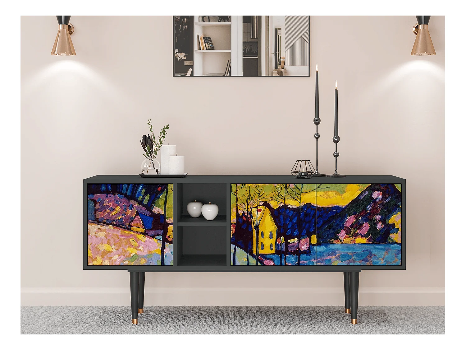 Meuble TV - 150х69х41 cm - T5 - Winter Landscape, Anthracite