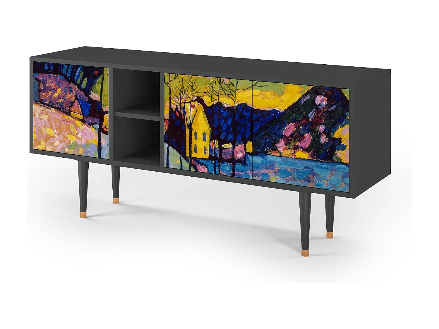 Szafka RTV - 150х69х41 cm - T5 - Winter Landscape, Antracyt