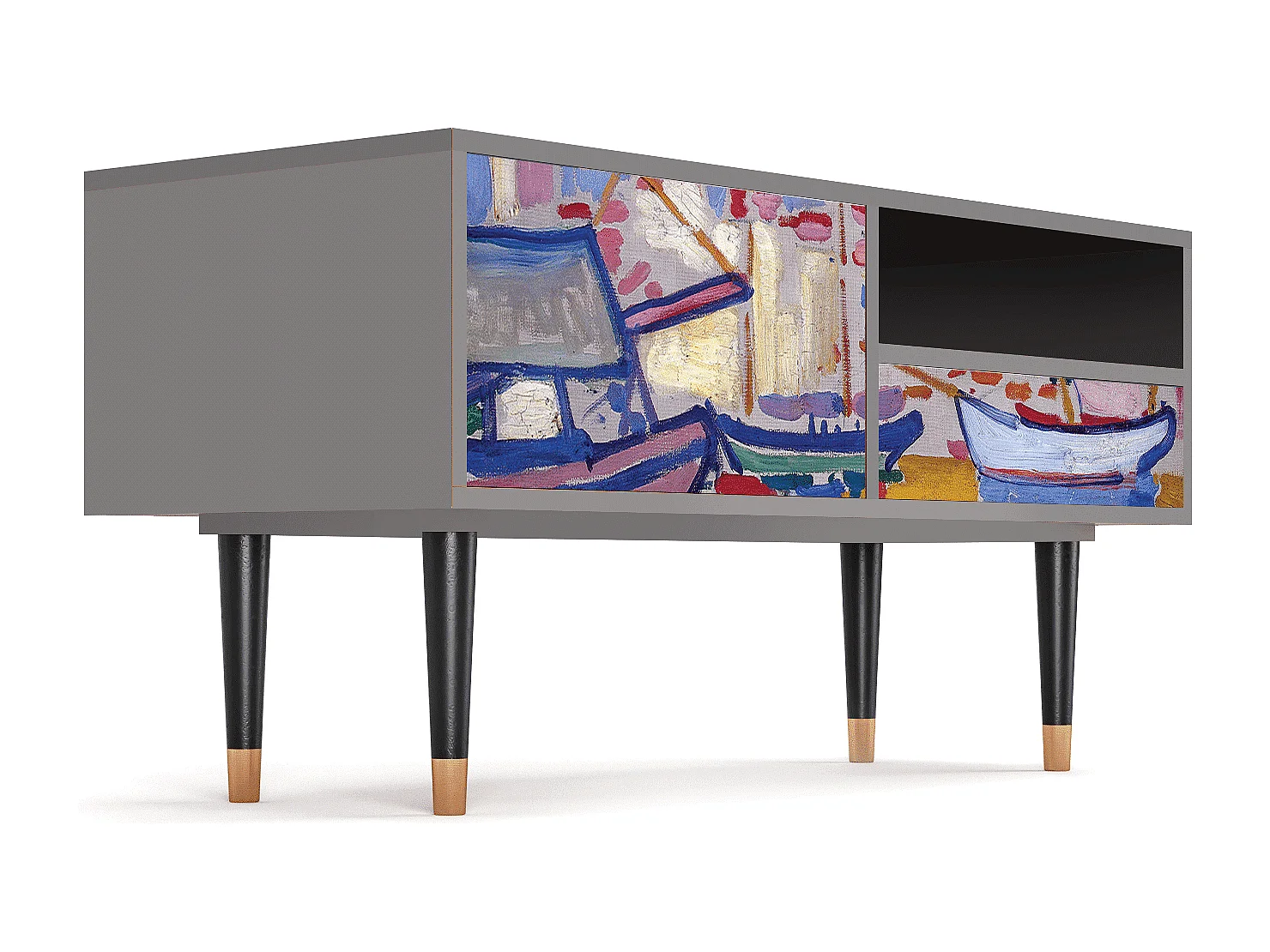 Szafka RTV - 115х59х48 cm - T3 - The Port of Collioure , Szary