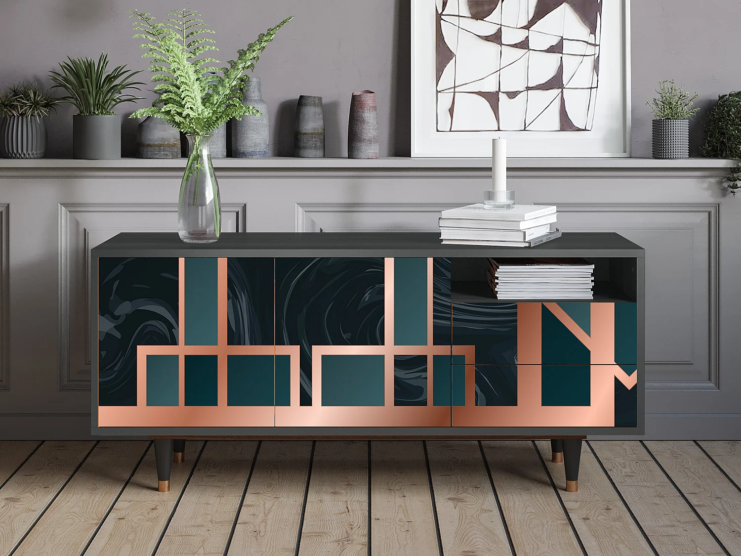 TV-Möbel - 125х56х41 cm - T7 - Emerald Metro, Anthrazit