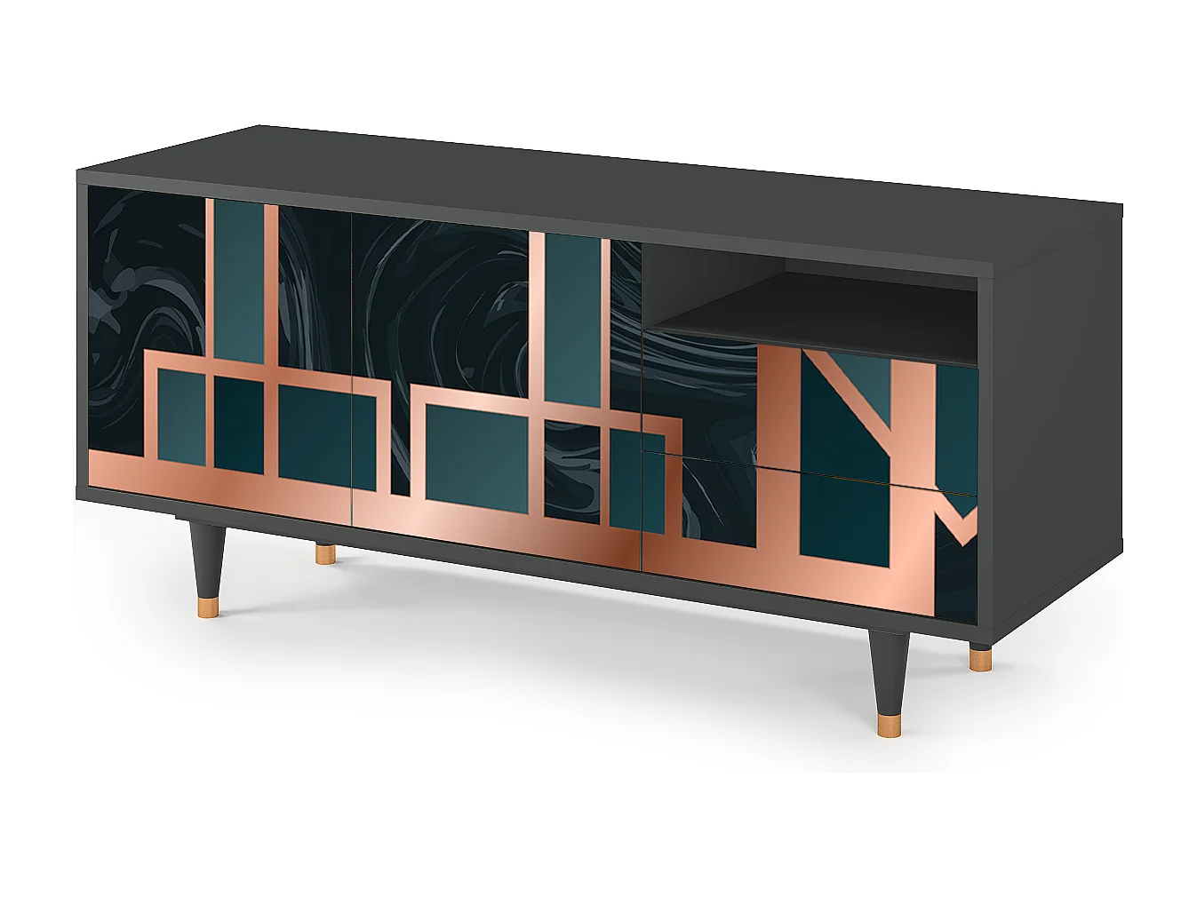 Szafka RTV - 125х56х41 cm - T7 - Emerald Metro, Antracyt