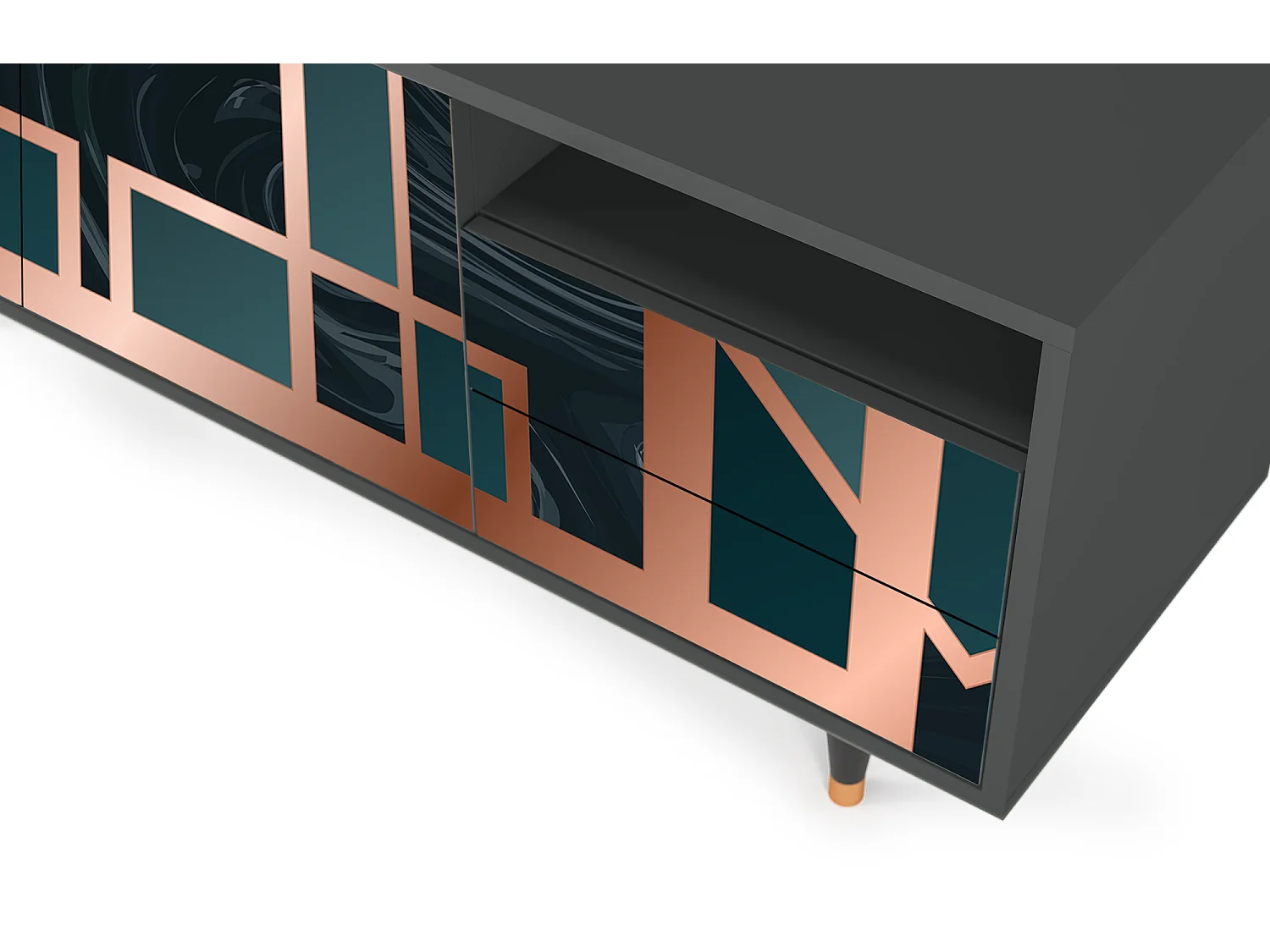Szafka RTV - 125х56х41 cm - T7 - Emerald Metro, Antracyt