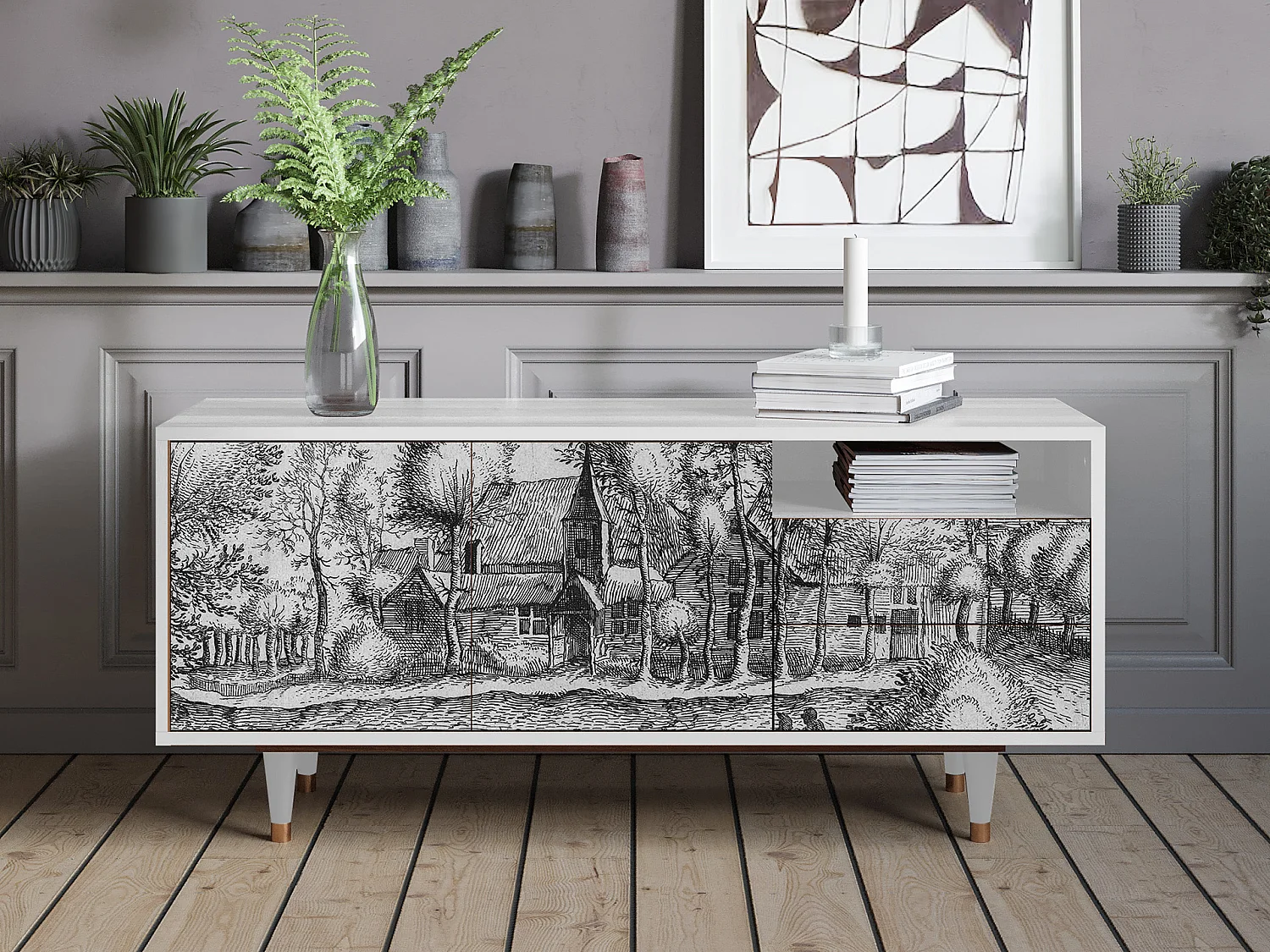 Meuble TV - 125х56х41 cm - T7 - A Pond, Blanc