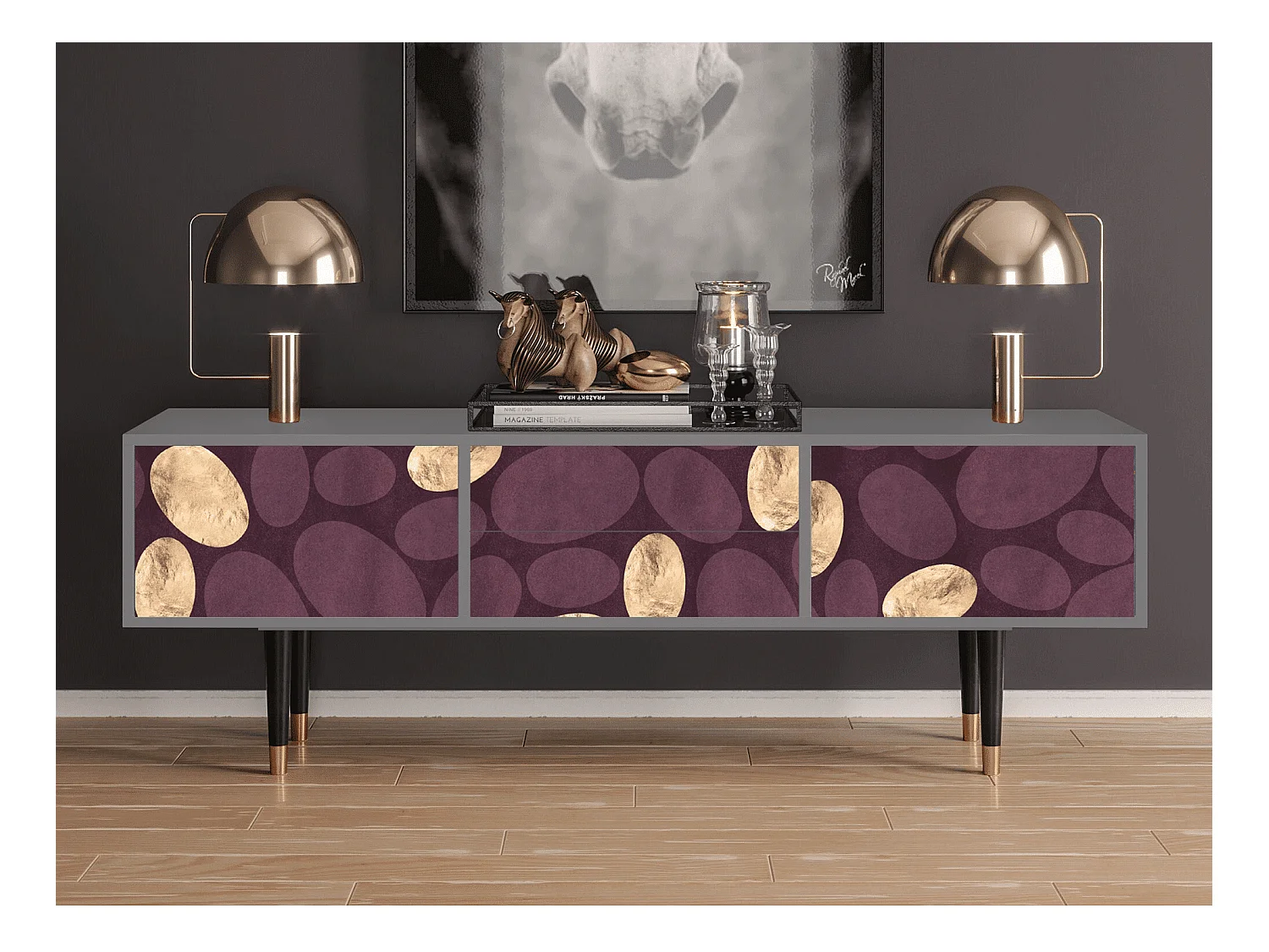 TV-meubel - 170х59х48 cm - T4 - Fine Wine, Grijs