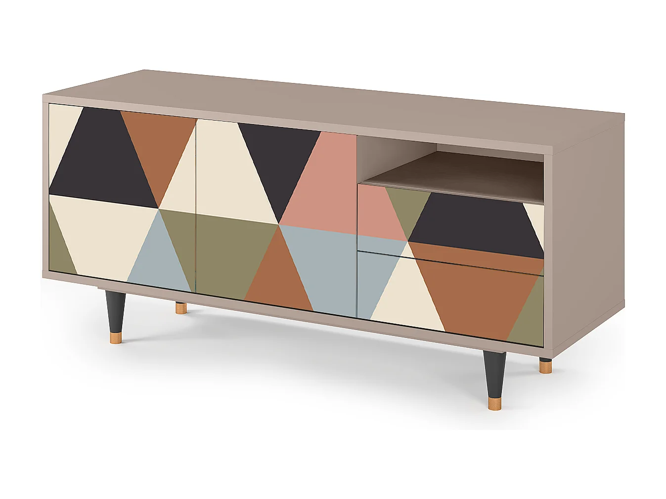 TV-Möbel - 125х56х41 cm - T7 - Royal Triangles, Latte