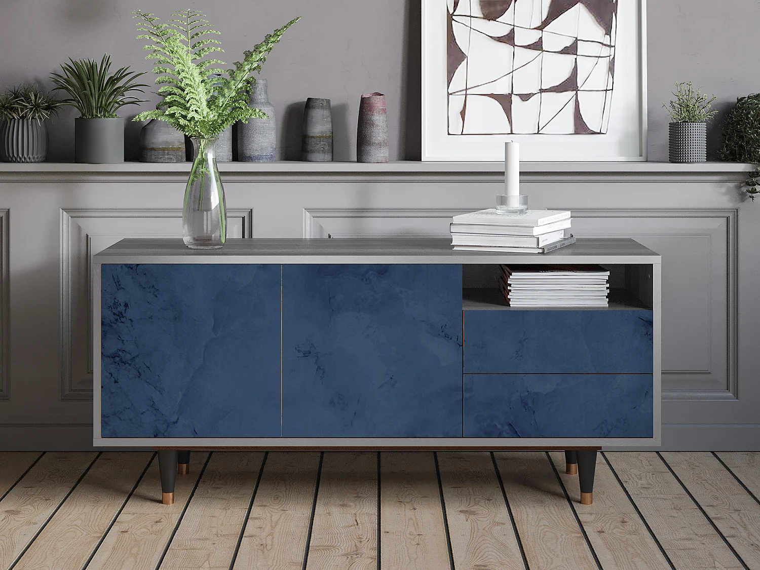 TV-meubel - 125х56х41 cm - T7 - Endless Galaxi, Grijs