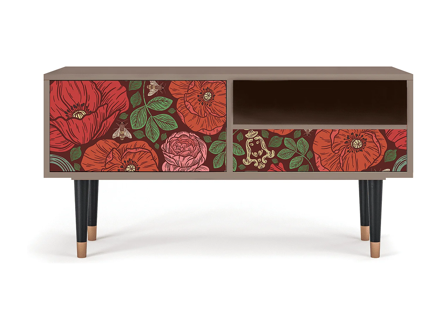 Mueble de TV - 115х59х48 cm - T3 - Poppy Garden, Latte