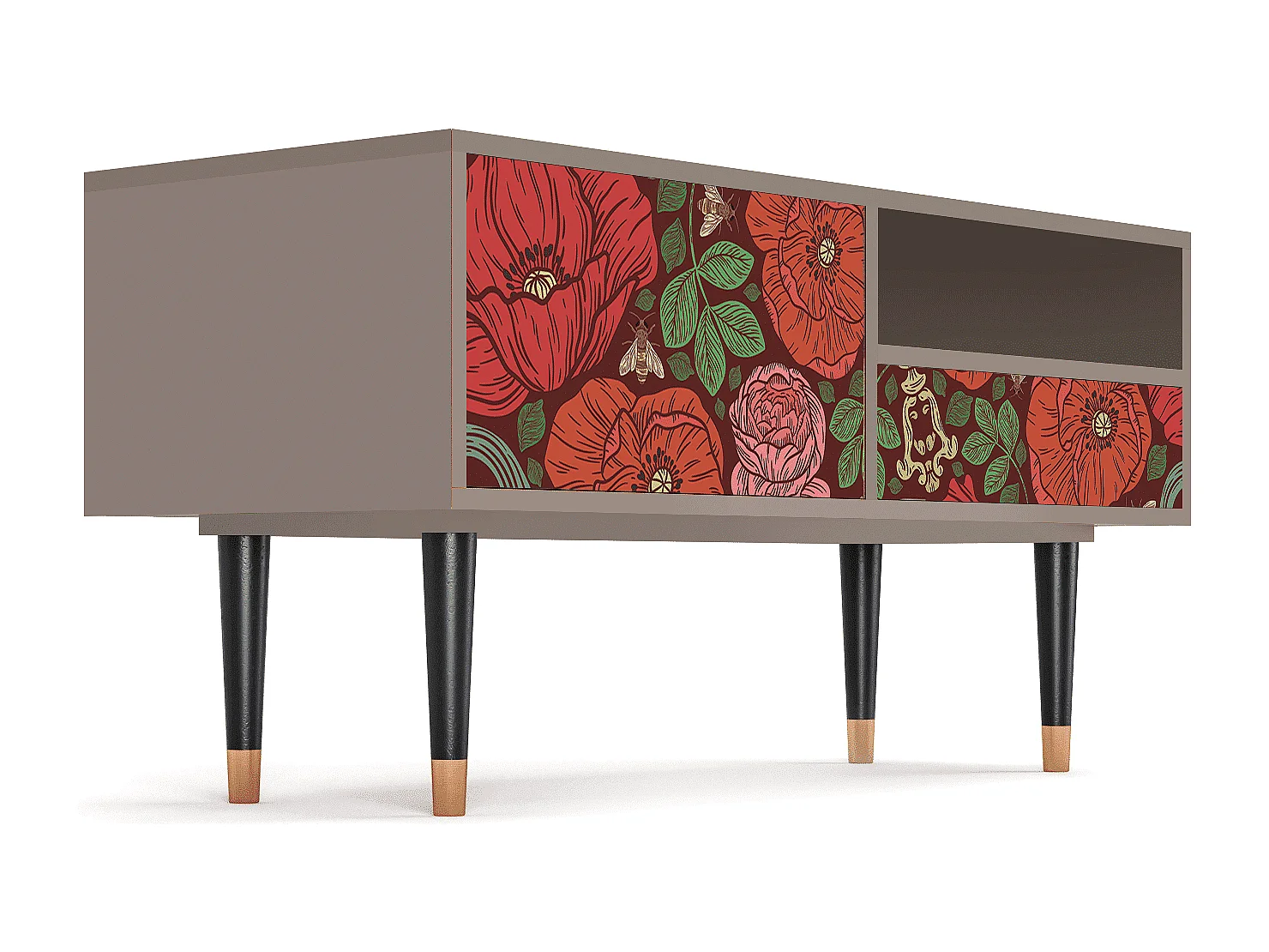 Mueble de TV - 115х59х48 cm - T3 - Poppy Garden, Latte