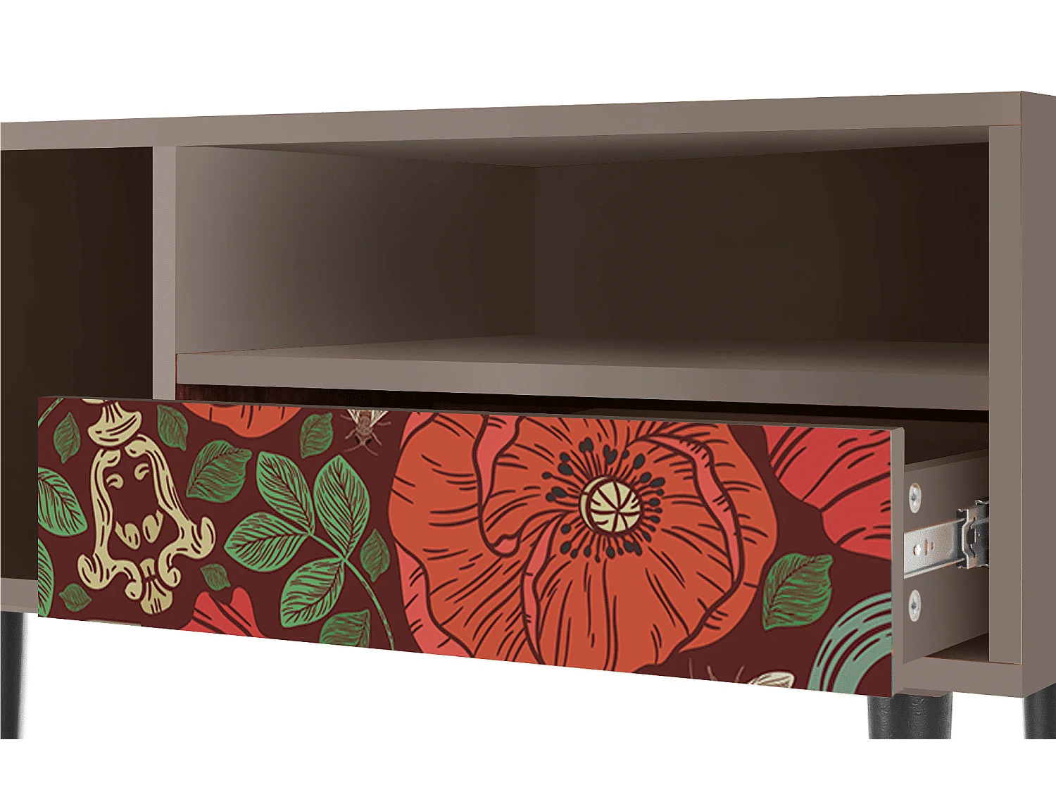 Mueble de TV - 115х59х48 cm - T3 - Poppy Garden, Latte