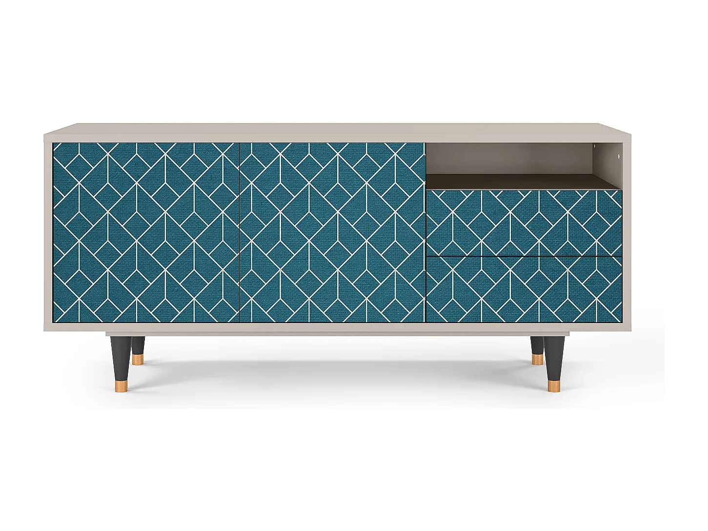 TV-meubel - 125х56х41 cm - T7 - Turquoise Geometry, Zand
