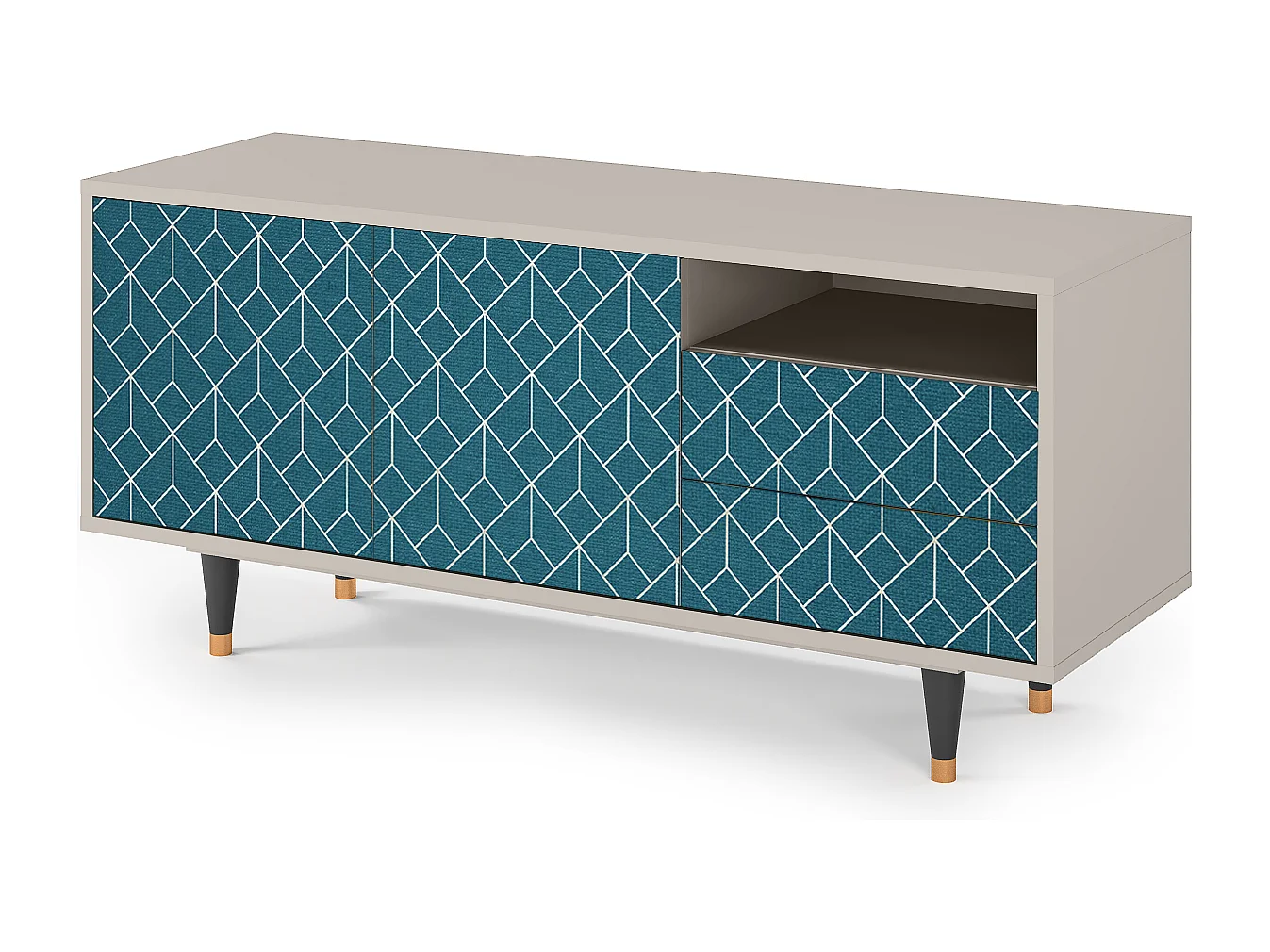 TV-meubel - 125х56х41 cm - T7 - Turquoise Geometry, Zand