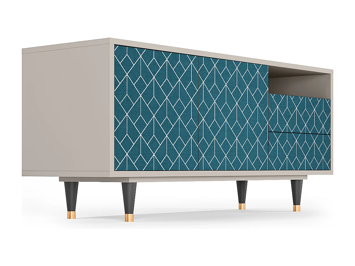 TV-meubel - 125х56х41 cm - T7 - Turquoise Geometry, Zand