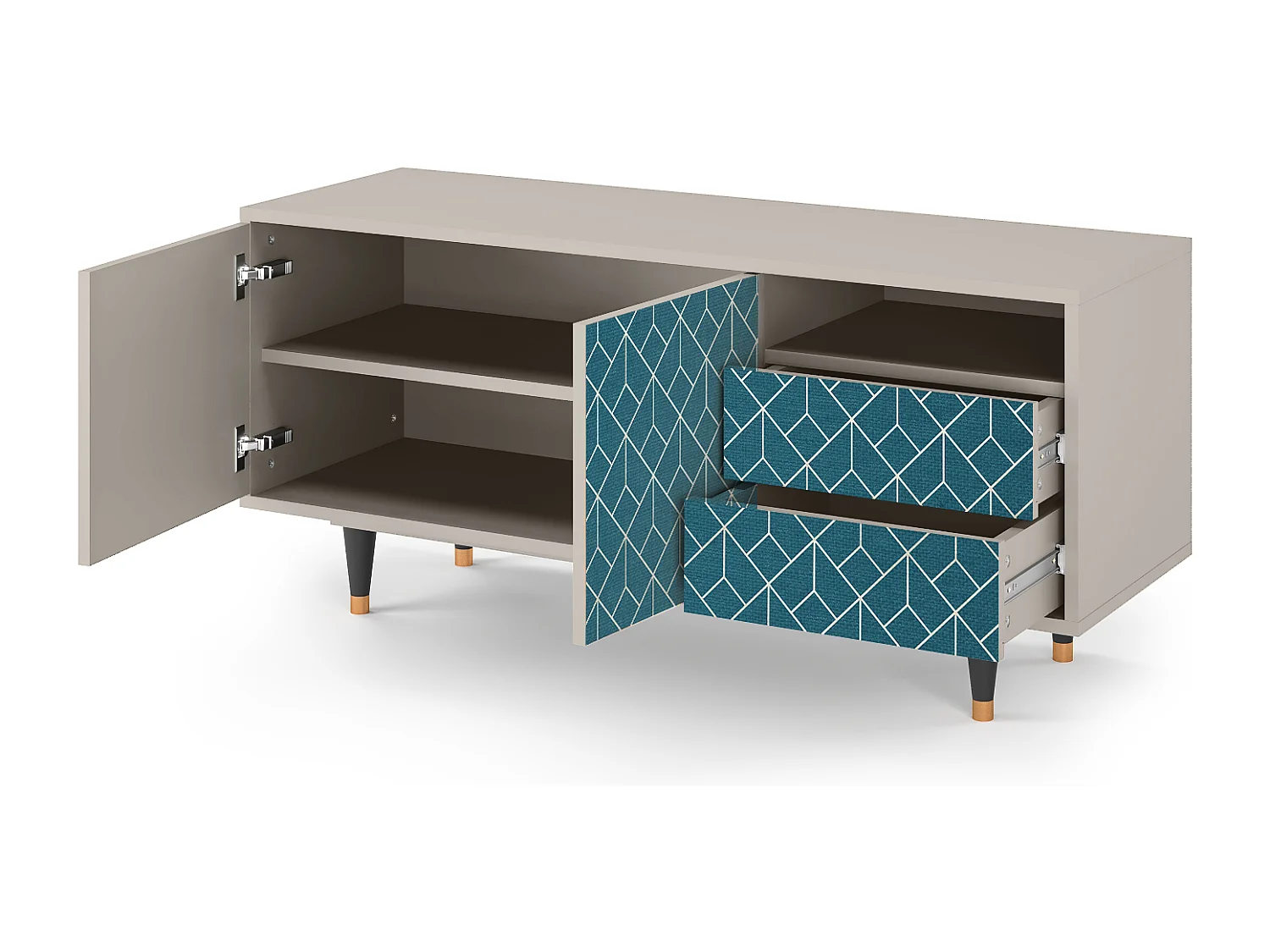 TV-meubel - 125х56х41 cm - T7 - Turquoise Geometry, Zand