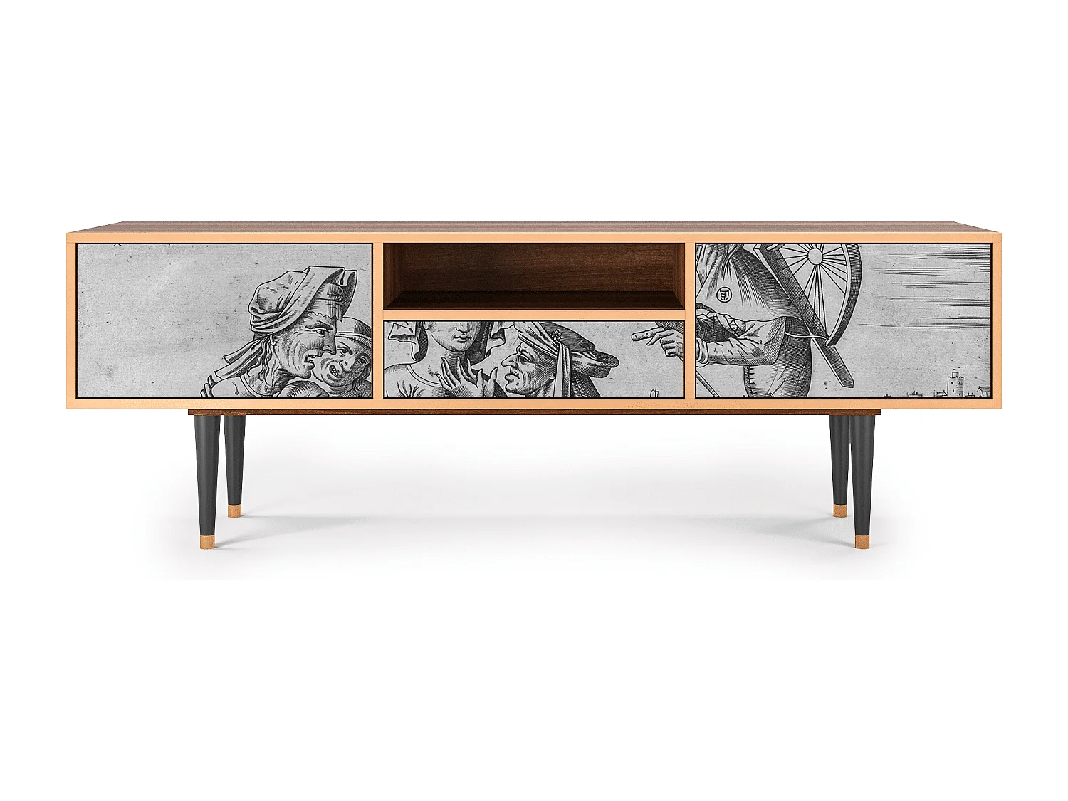 TV-Möbel - 170х59х41 cm - T6 - Blau Schuyte, Walnuss