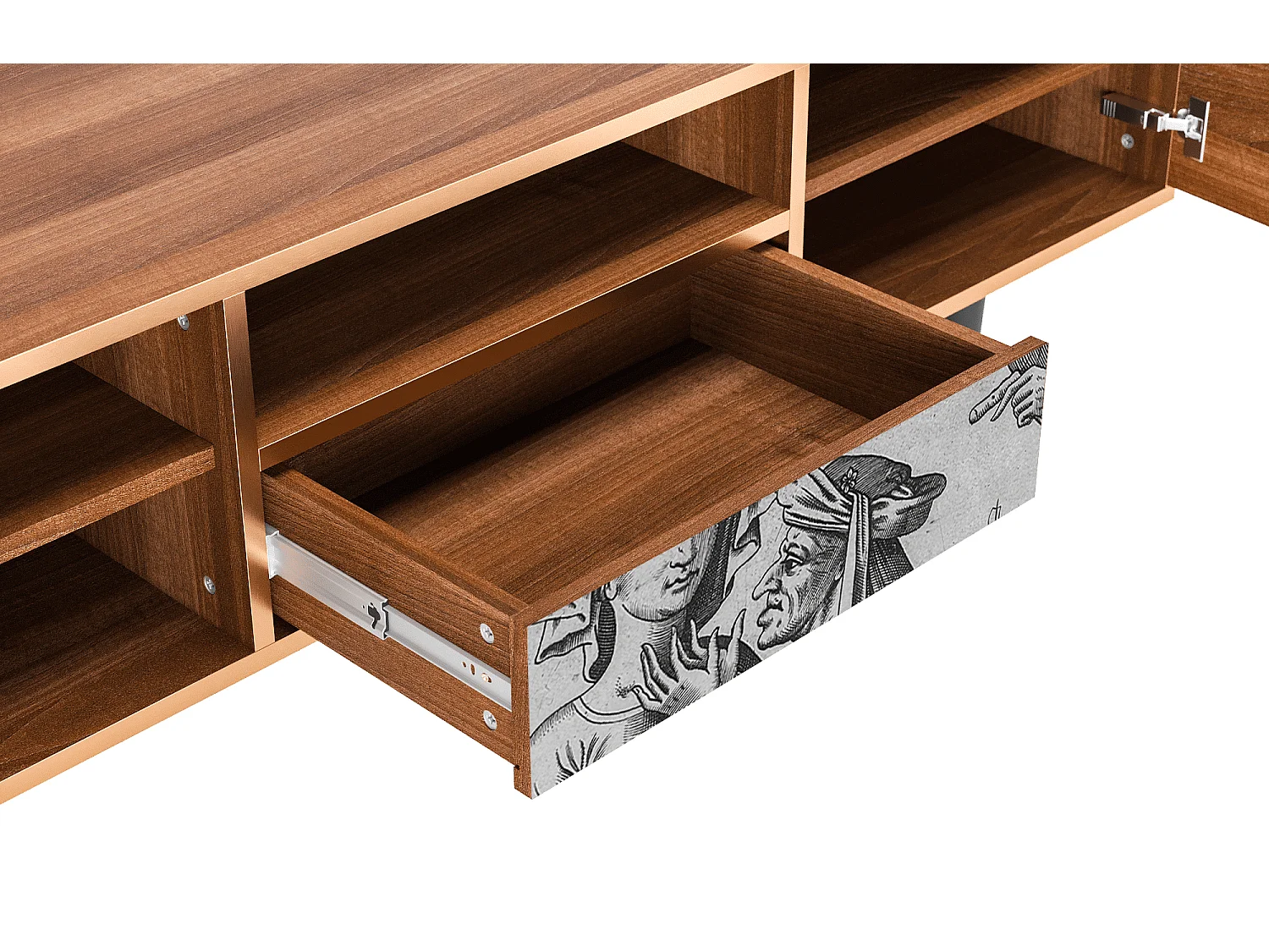 TV-Möbel - 170х59х41 cm - T6 - Blau Schuyte, Walnuss