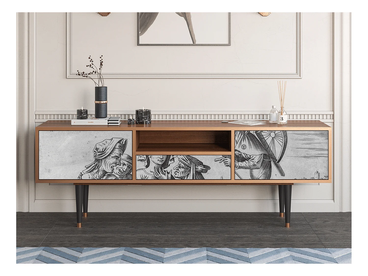 Meuble TV - 170х59х41 cm - T6 - Blau Schuyte, Noyer