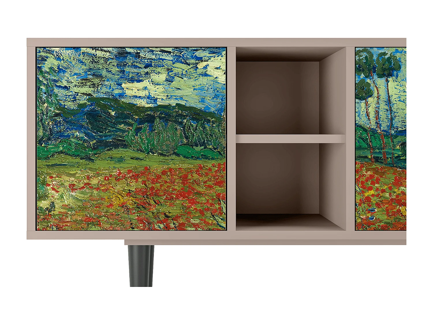 Mueble de TV - 150х69х41 cm - T5 - Poppy field by van Gogh, Latte