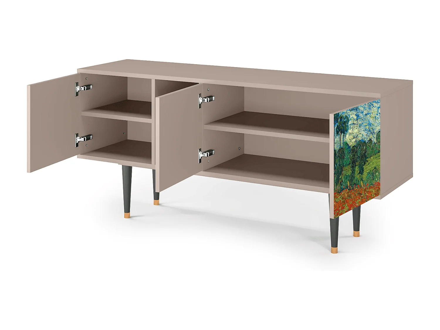 Mueble de TV - 150х69х41 cm - T5 - Poppy field by van Gogh, Latte