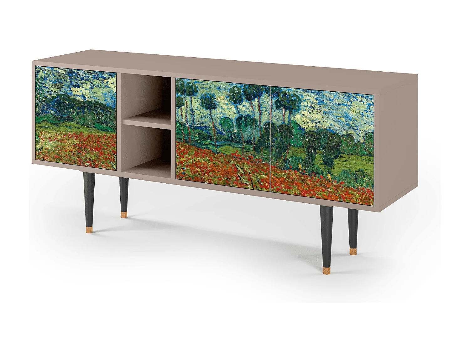 Mobile TV - 150х69х41 cm - T5 - Poppy field by van Gogh, Latte