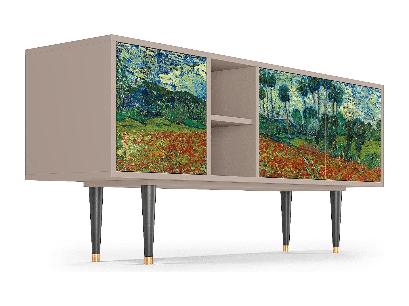 Mobile TV - 150х69х41 cm - T5 - Poppy field by van Gogh, Latte