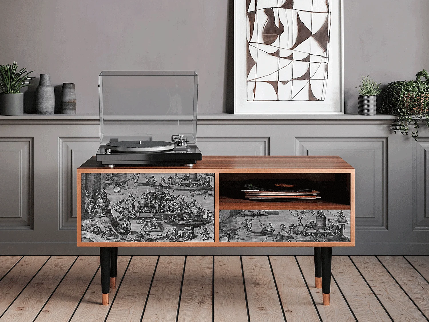 Mueble de TV - 115х59х48 cm - T3 - Saint Martin, Nogueira