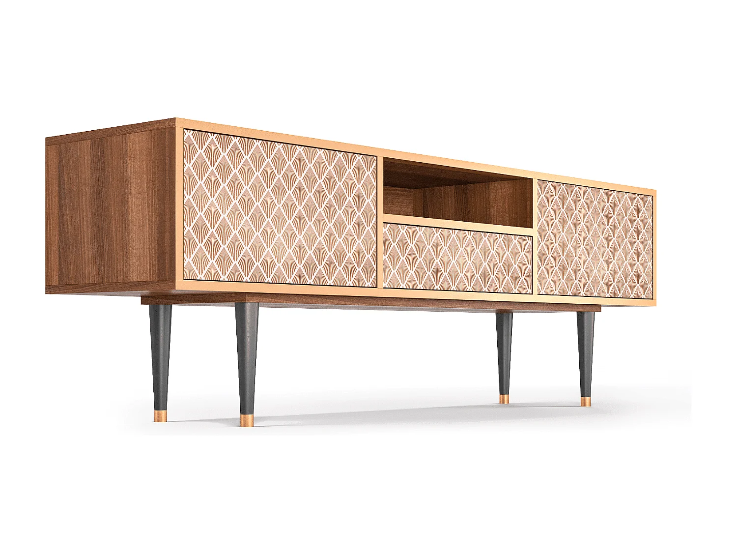 Meuble TV - 170х59х41 cm - T6 - Pastel Sunrise, Noyer