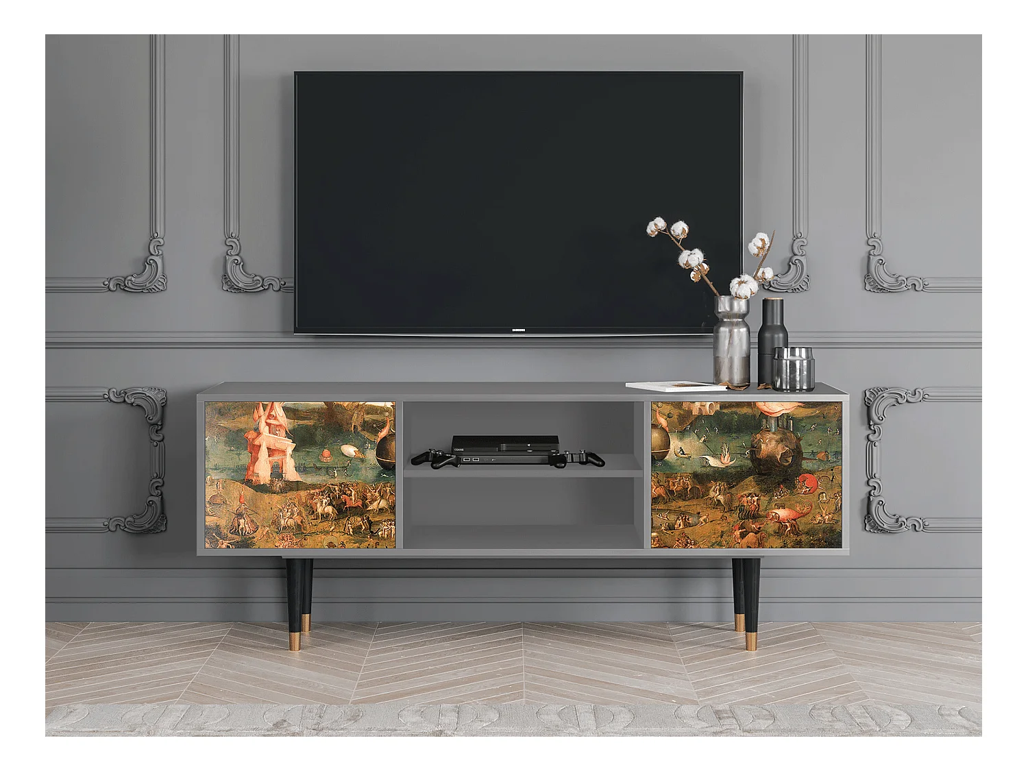 Meuble TV - 170х69х48 cm - T2 - Garden of Delights , Gris