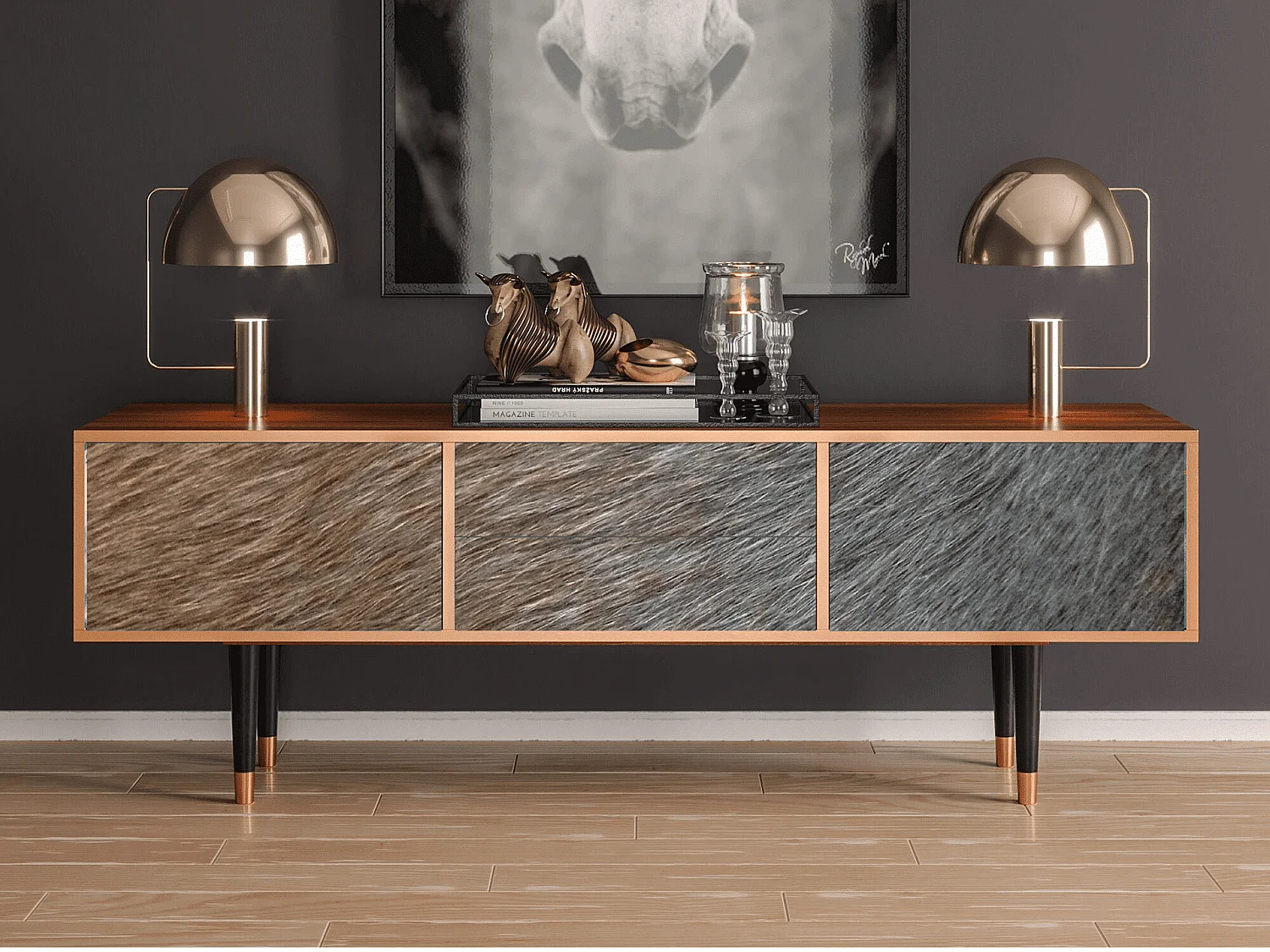 Meuble TV - 170х59х48 cm - T4 - Peanut Hair, Noyer