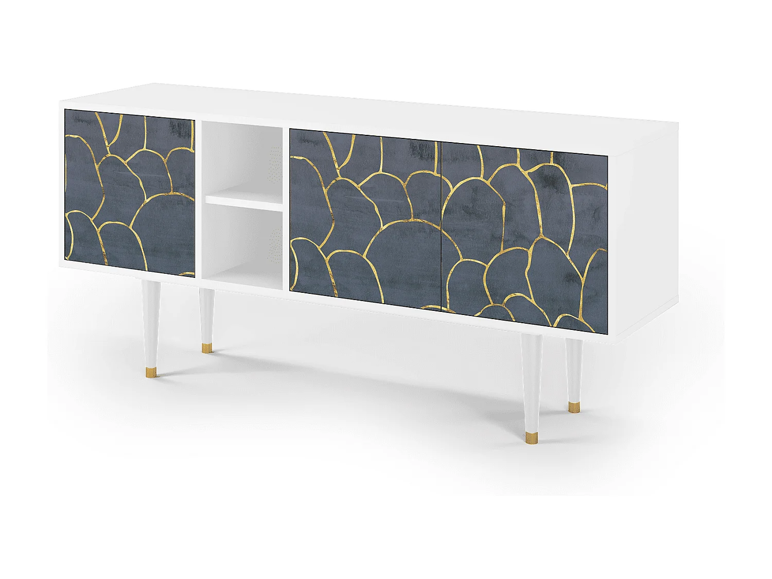 Meuble TV - 150х69х41 cm - T5 - Blue Lagoon, Blanc