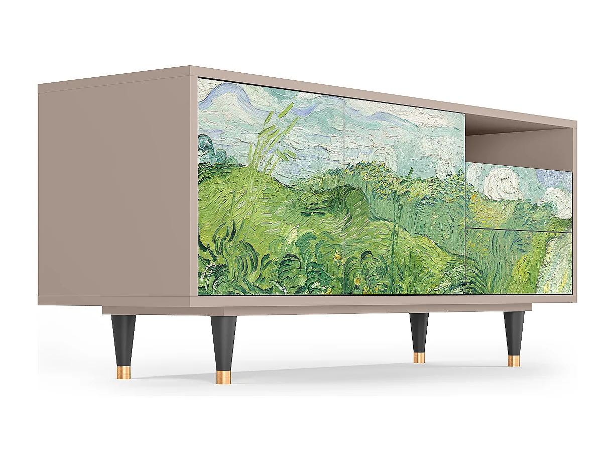 Meuble TV - 125х56х41 cm - T7 - Green Wheat Fields, Latte