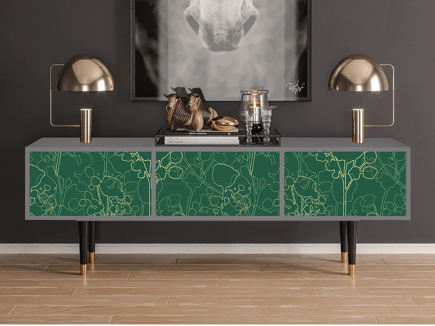 Meuble TV - 170х59х48 cm - T4 - Emerald Forest, Gris