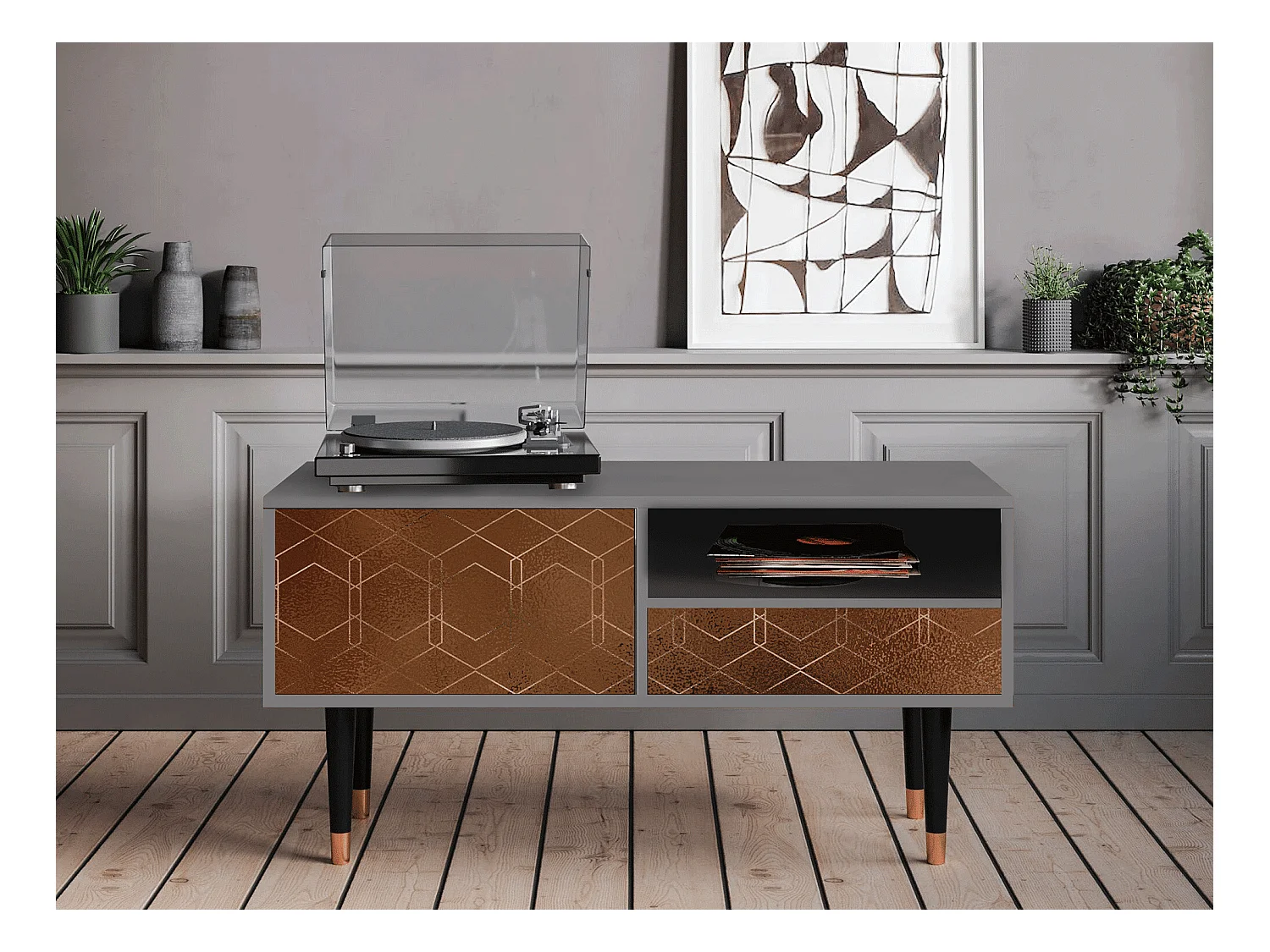 TV-meubel - 115х59х48 cm - T3 - Chocolate Bar, Grijs