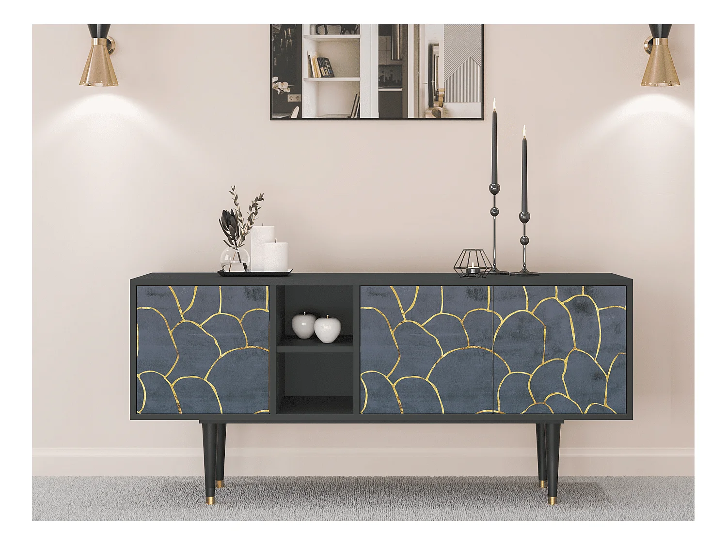 Meuble TV - 150х69х41 cm - T5 - Blue Lagoon, Anthracite