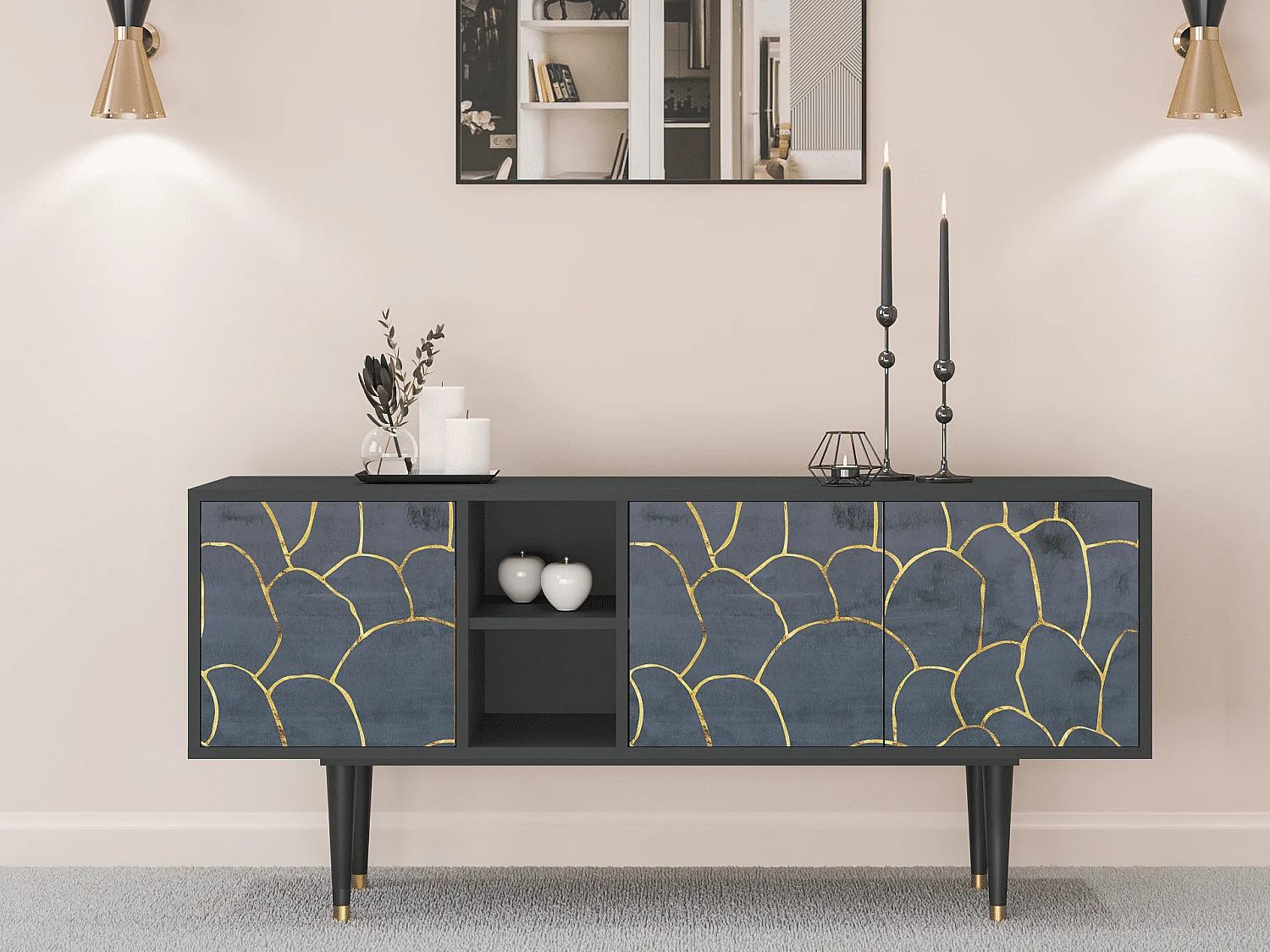 Meuble TV - 150х69х41 cm - T5 - Blue Lagoon, Anthracite