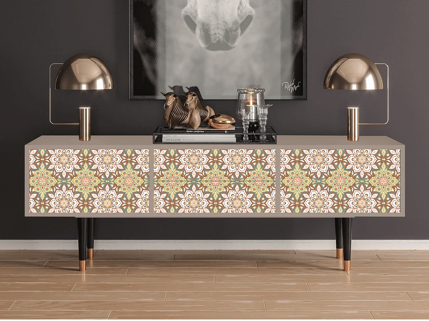 Szafka RTV - 170х59х48 cm - T4 - Chinese Tea, Latte