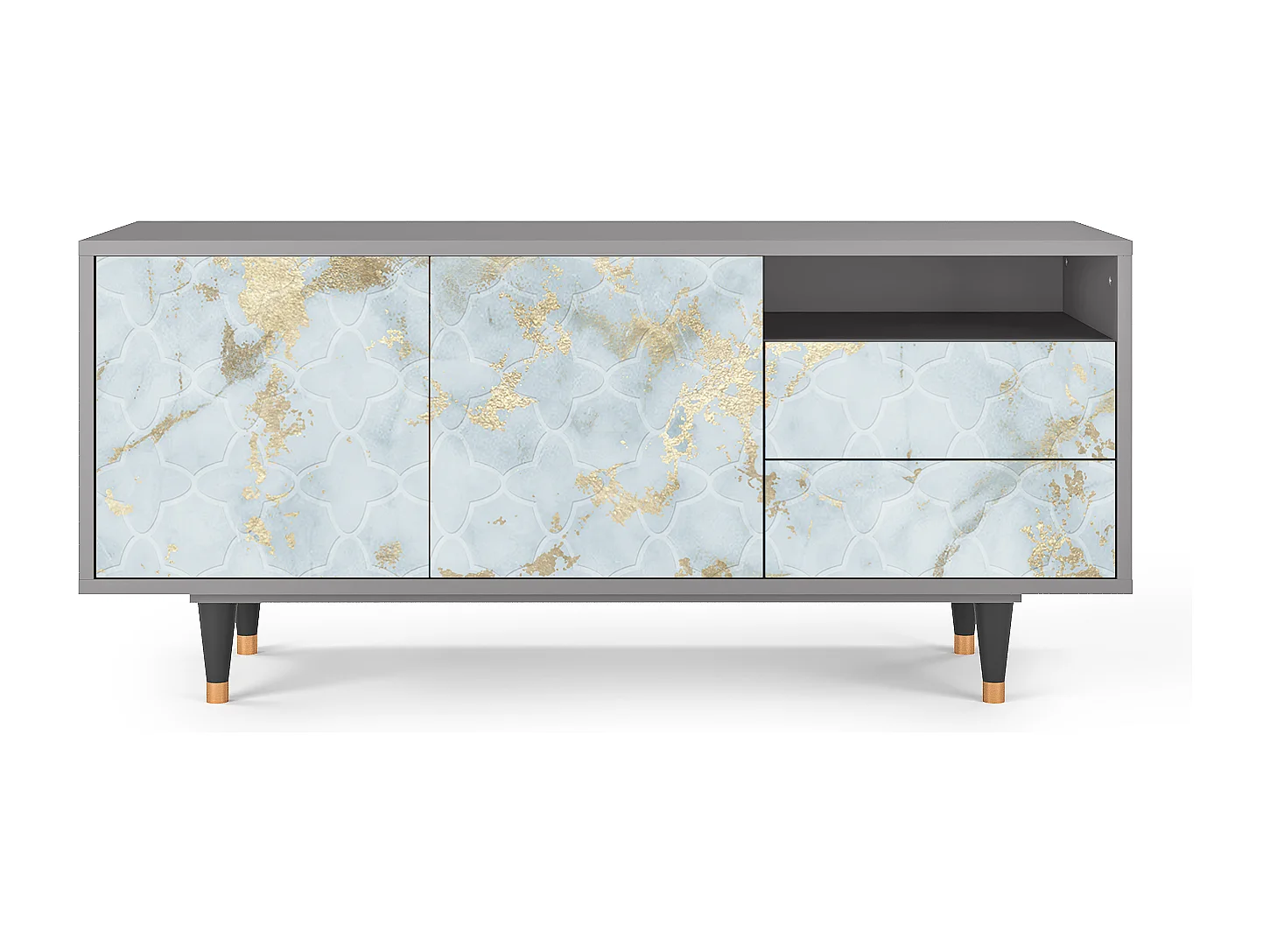 Meuble TV - 125х56х41 cm - T7 - Golden Waves, Gris