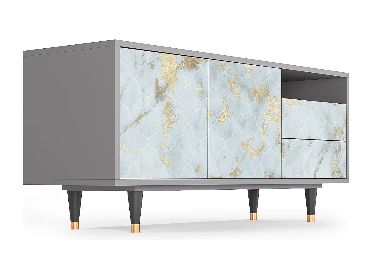 Meuble TV - 125х56х41 cm - T7 - Golden Waves, Gris