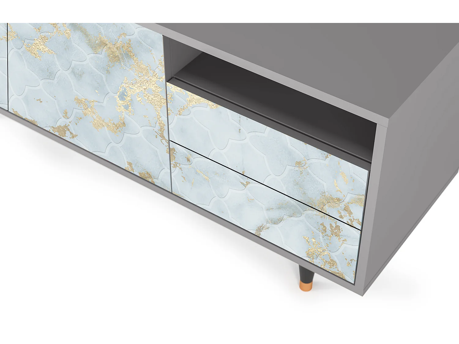 Meuble TV - 125х56х41 cm - T7 - Golden Waves, Gris