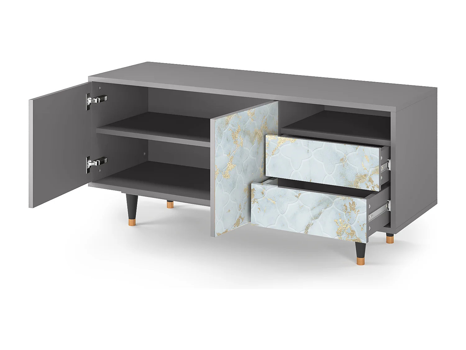 Meuble TV - 125х56х41 cm - T7 - Golden Waves, Gris