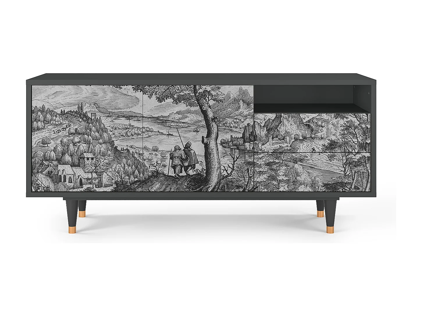 Meuble TV - 125х56х41 cm - T7 - Milites Requiescentes, Anthracite