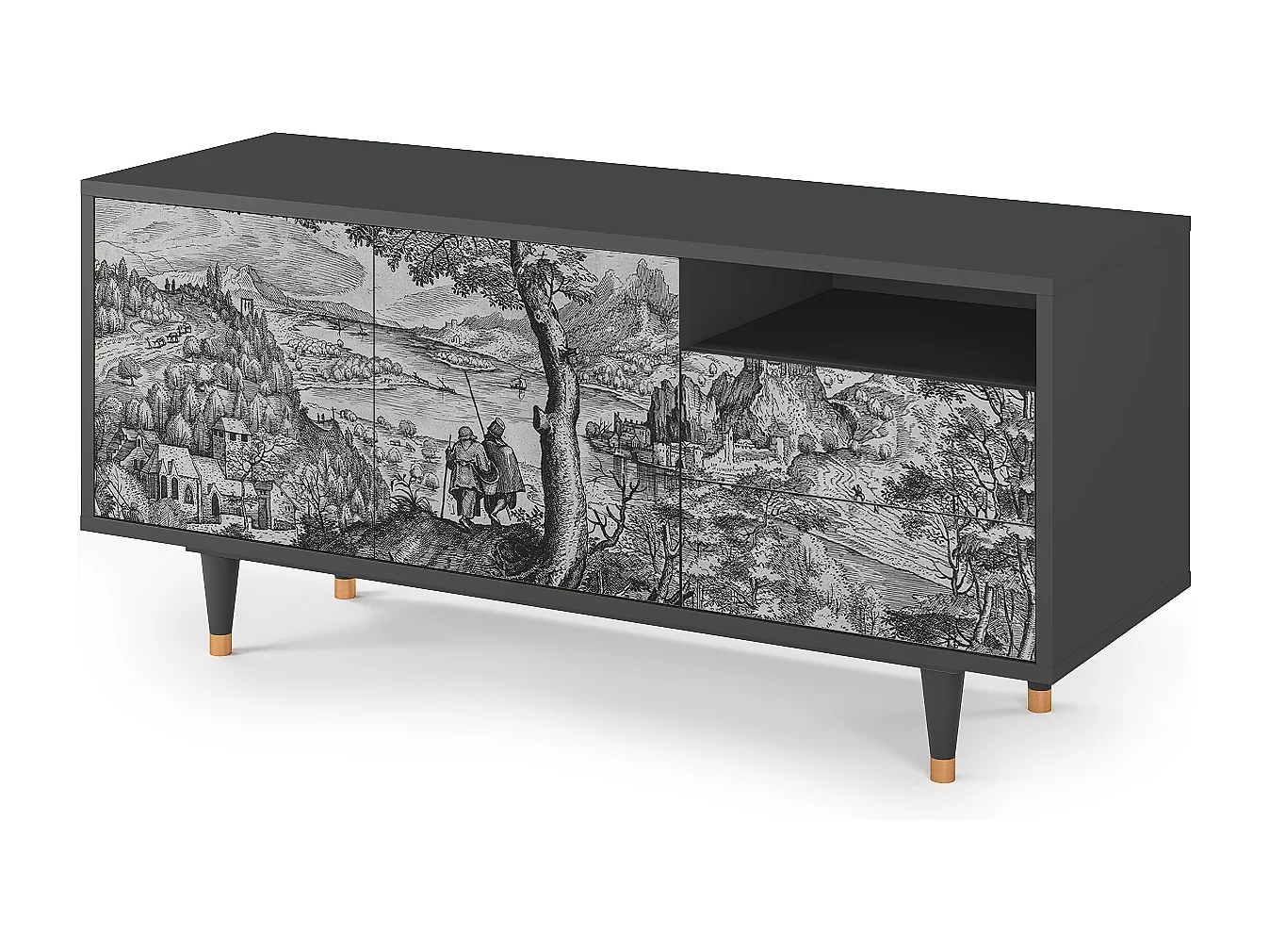 Meuble TV - 125х56х41 cm - T7 - Milites Requiescentes, Anthracite