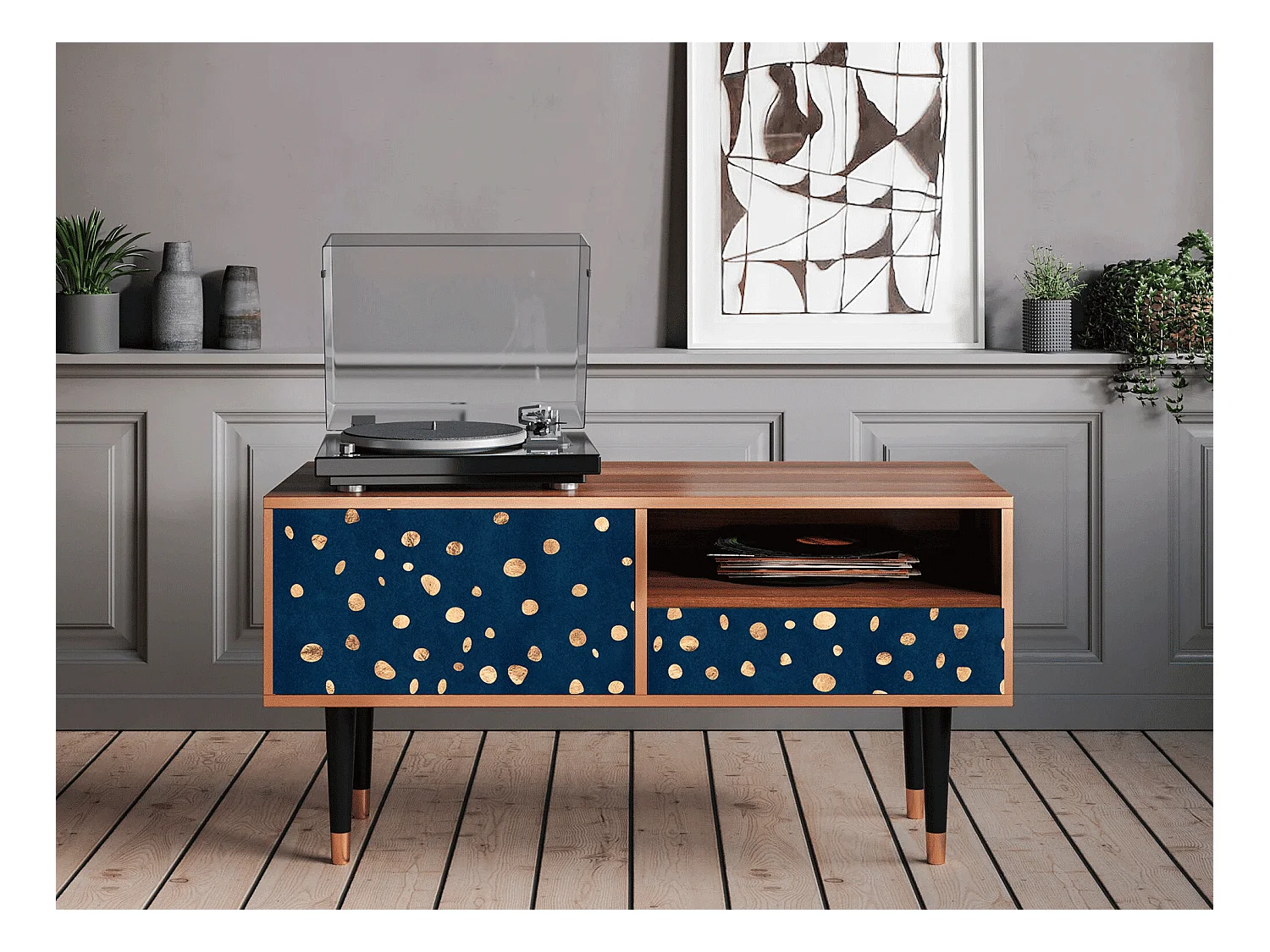 TV-Möbel - 115х59х48 cm - T3 - Night Skies, Walnuss