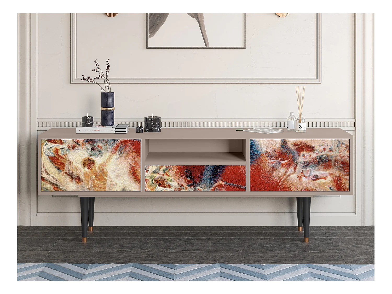 Meuble TV - 170х59х41 cm - T6 - The City Rises, Latte