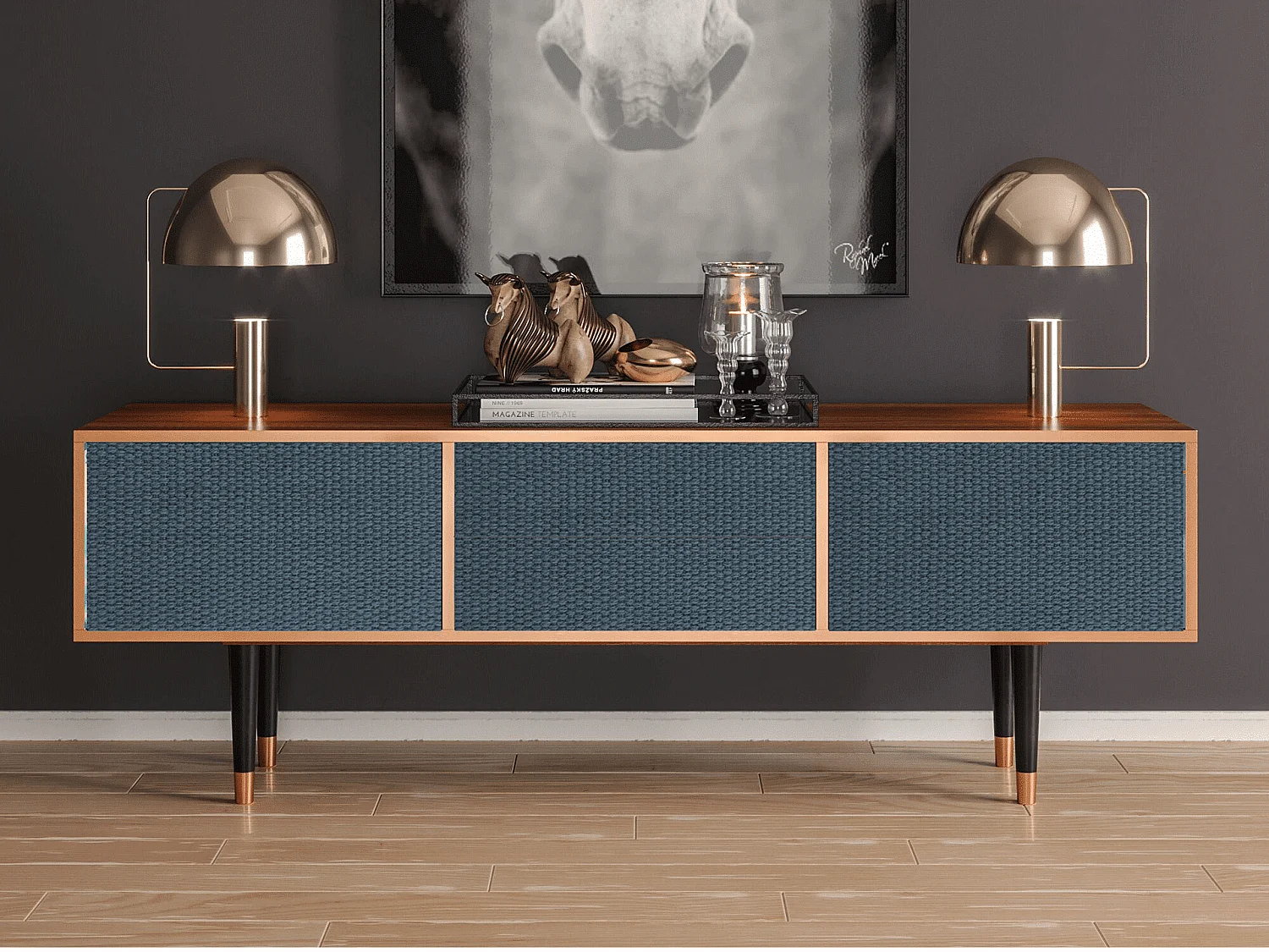 Mobile TV - 170х59х48 cm - T4 - Knitted Pattern, Noce