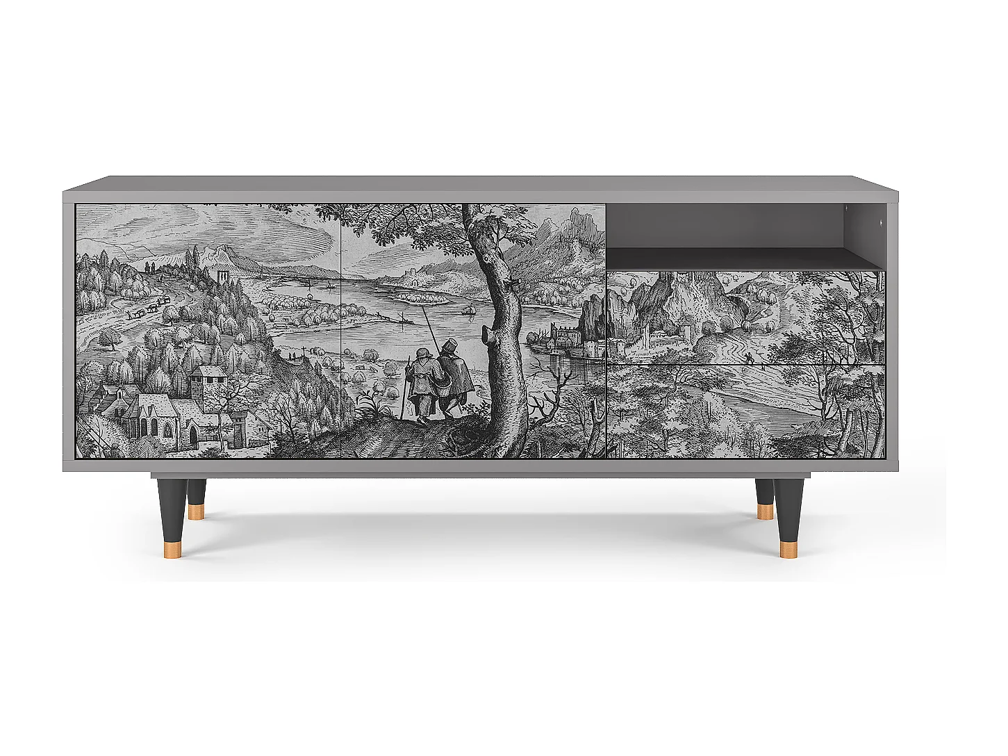 Szafka RTV - 125х56х41 cm - T7 - Milites Requiescentes, Szary